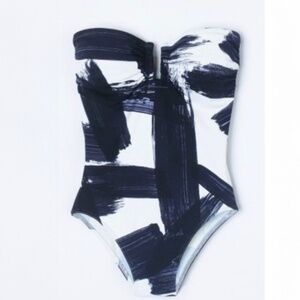 Black and White Women Swim One Piece